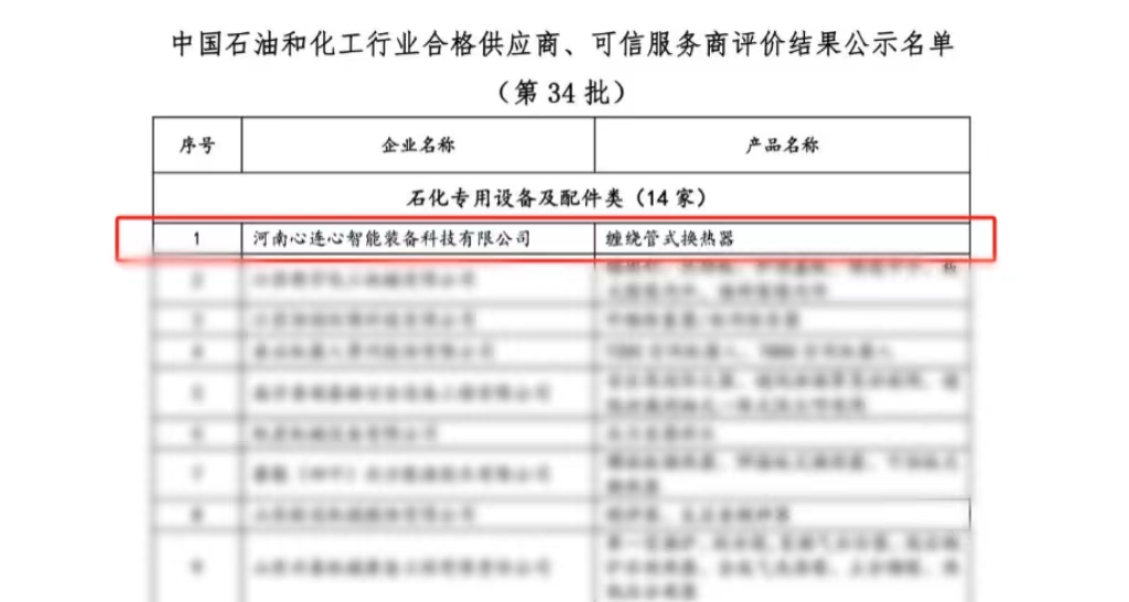 喜報(bào)！心連心智能裝備公司獲評(píng)中國(guó)石油和化工行業(yè)合格供應(yīng)商、可信服務(wù)商